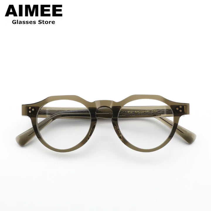 Aimee Unisex Full Rim Flat Top Round Acetate Eyeglasses 519040