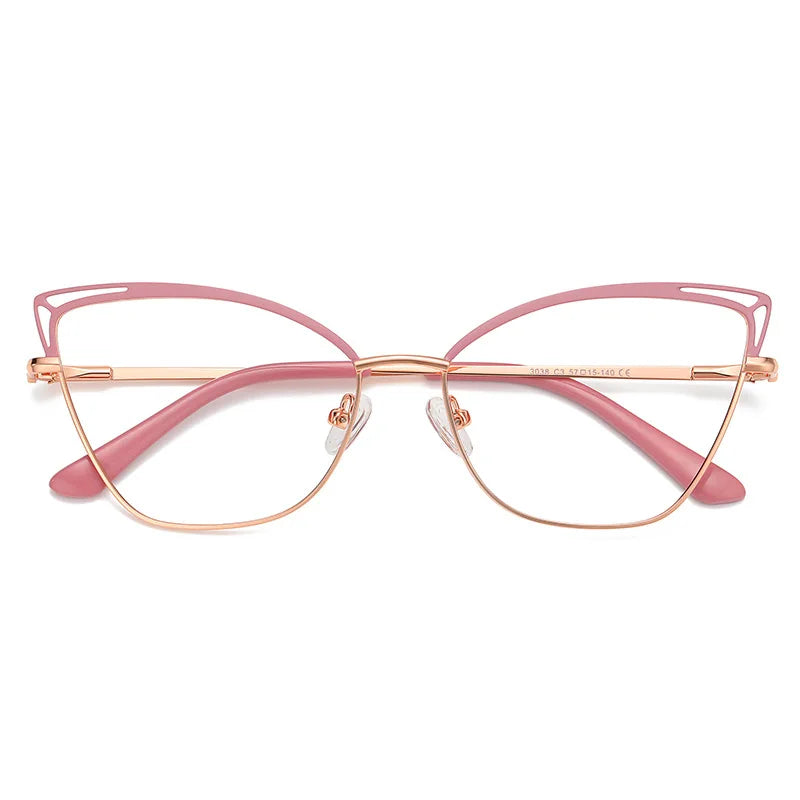 Zirosat Women's Full Rim Square Cat Eye Alloy Eyeglasses 30381
