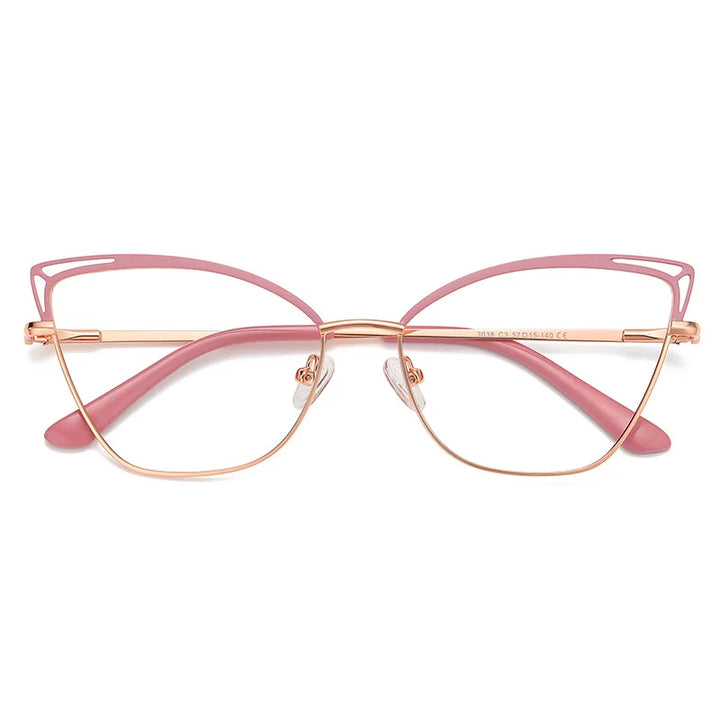 Zirosat Women's Full Rim Square Cat Eye Alloy Eyeglasses 30381