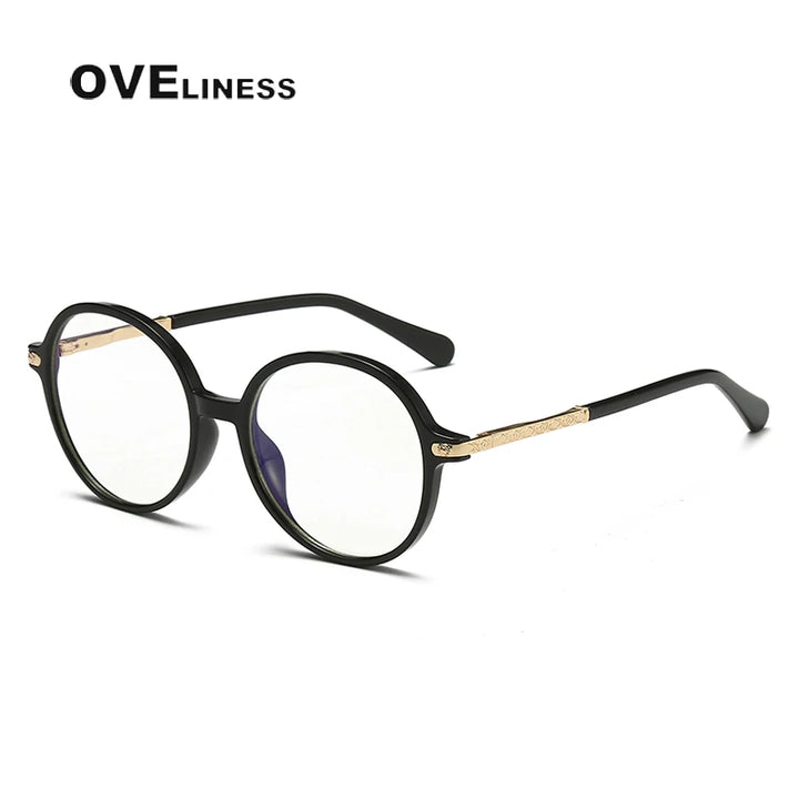Oveliness Unisex Youth's Full Rim Round Tr 90 Alloy Eyeglasses  20201 Full Rim Oveliness black  