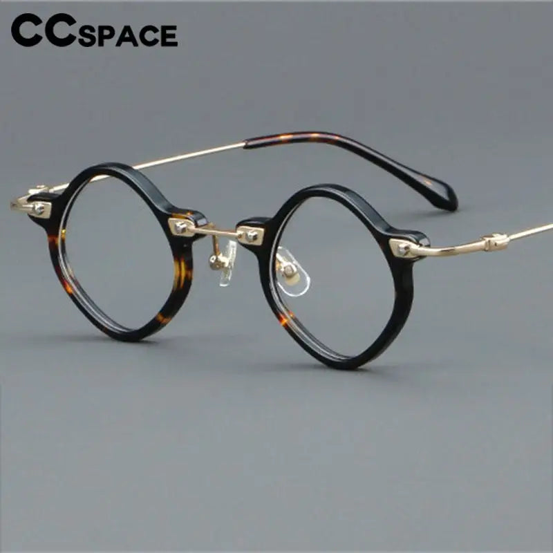 CCspace Women's Full Rim Round Acetate Alloy Eyeglasses 57170 Full Rim CCspace   