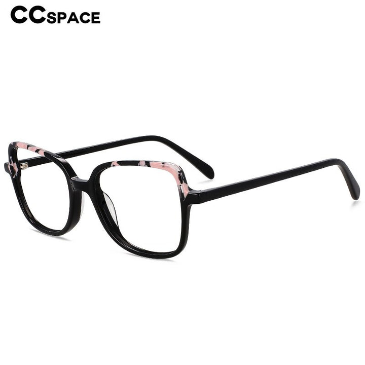 CCSpace Unisex Full Rim Square Cat Eye Acetate Titanium Eyeglasses 55908 Full Rim CCspace   