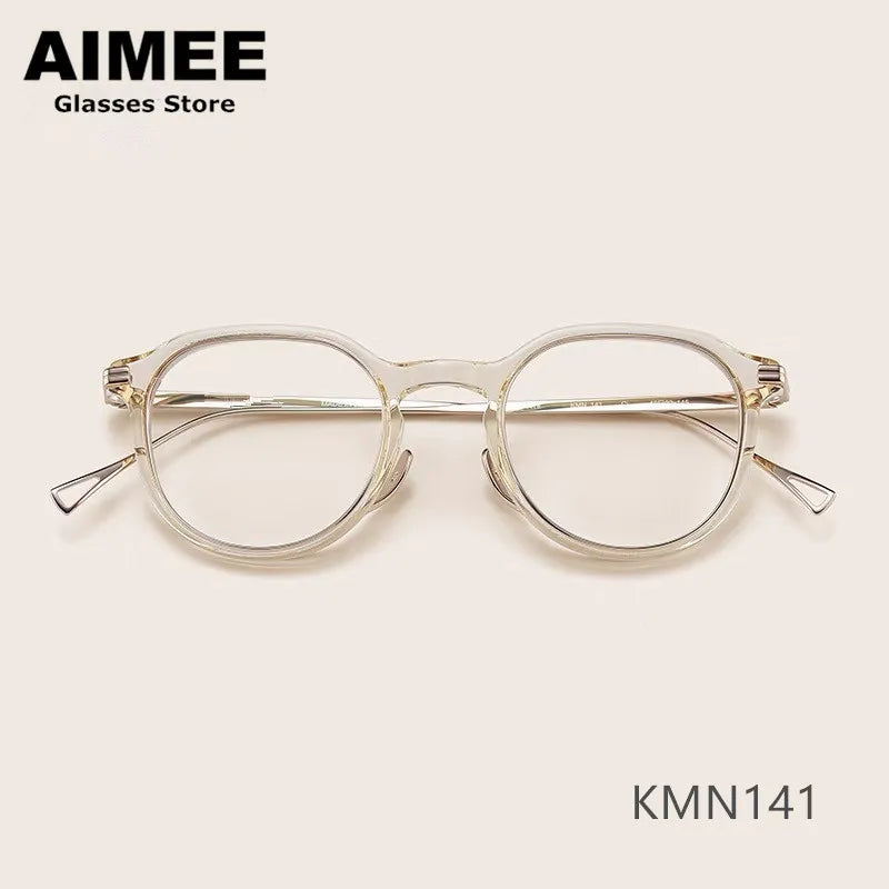 Aimee Unisex Full Rim Oval Round Titanium Acetate Eyeglasses 112141 Full Rim Aimee   