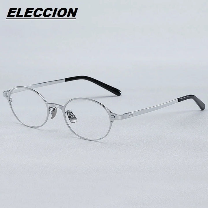 Eleccion Unisex Full Rim Oval Square Titanium Eyeglasses 42407