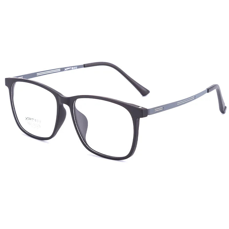 Kocolior Unisex Full Rim Square Tr 90 Titanium Hyperopic Reading Glasses 9825 Reading Glasses Kocolior Black Gray 0 