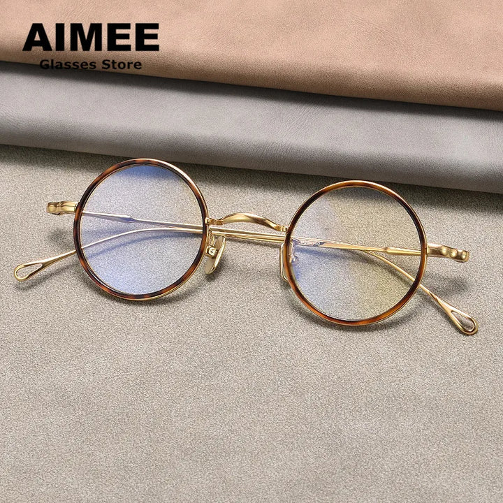 Aimee Unisex Full Rim Round Titanium Acetate Eyeglasses 22008