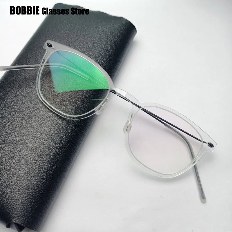 Bobbie Unisex Full Rim Square Acetate Titanium Eyeglasses 596609