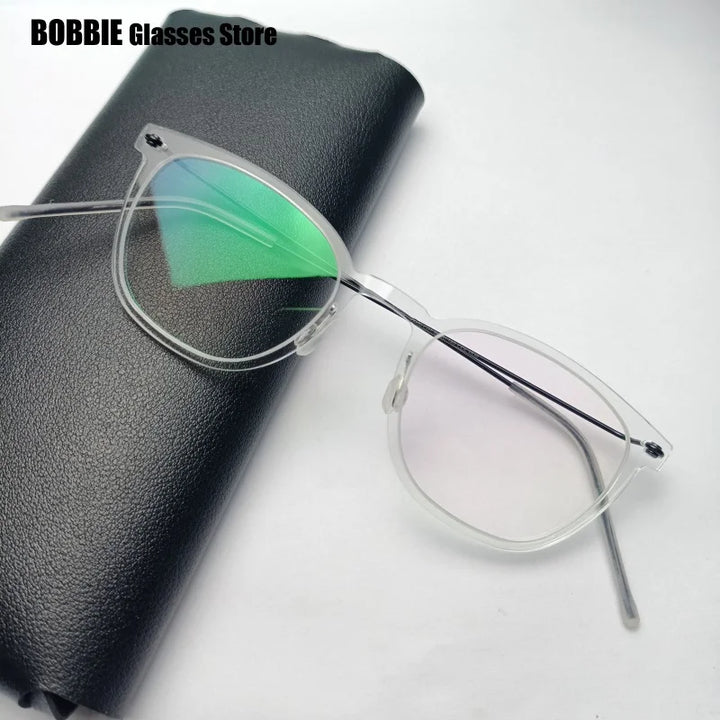 Bobbie Unisex Full Rim Square Acetate Titanium Eyeglasses 596609