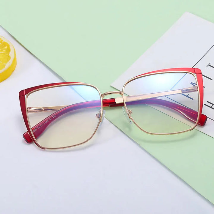 Handoer Women's Full Rim Square Cat Eye Tr 90 Alloy Eyeglasses 795606