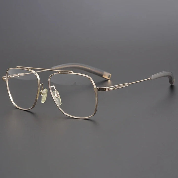 Aror Unisex Full Rim Square Brow Line Titanium Eyeglasses 494105 Full Rim Aror Gold