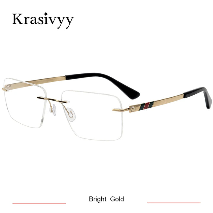 Krasivyy  Unisex Rimless Square Screwless Titanium Eyeglasses 35014