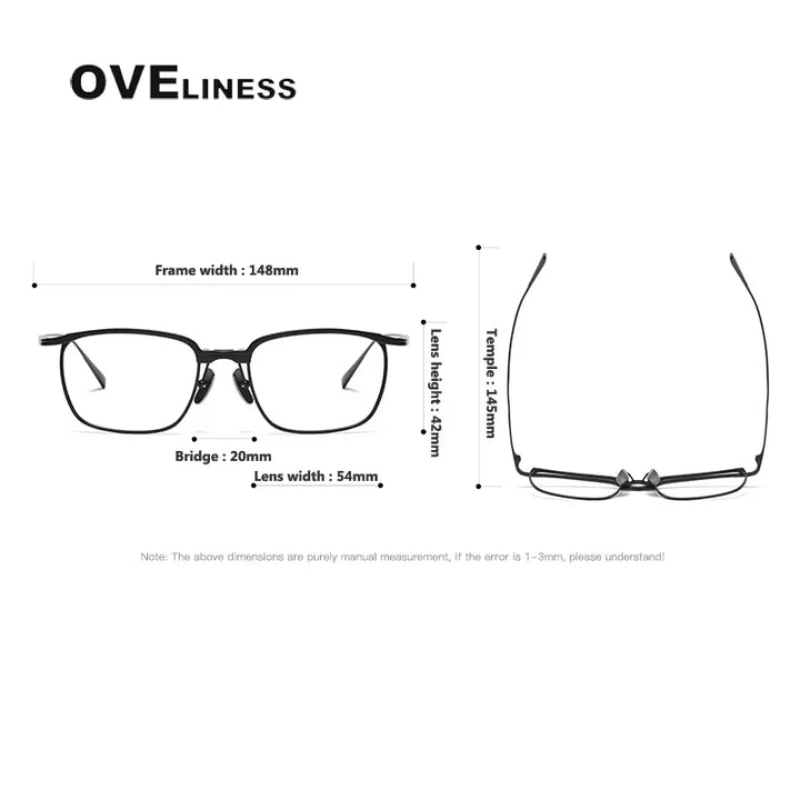 Oveliness Unisex Full Rim Square Titanium Eyeglasses 14820 Full Rim Oveliness   