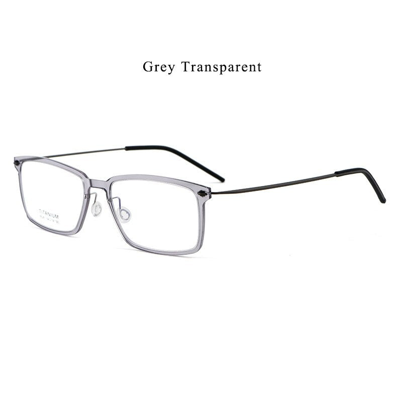 Hdcrafter Men's Full Rim Square Screwless Titanium Eyeglasses 6528hs Full Rim Hdcrafter Eyeglasses Grey Transparent  