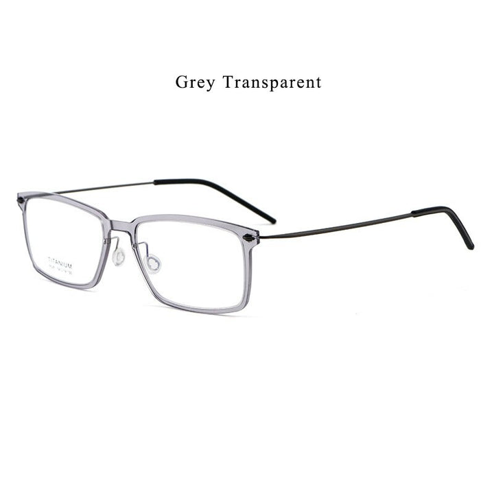 Hdcrafter Men's Full Rim Square Screwless Titanium Eyeglasses 6528hs Full Rim Hdcrafter Eyeglasses Grey Transparent  