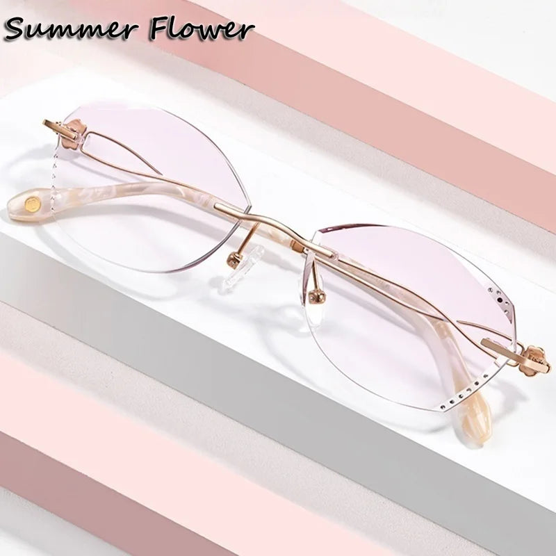 Summer Flower Women's Rimless Oval Square Titanium Eyeglasses 699038