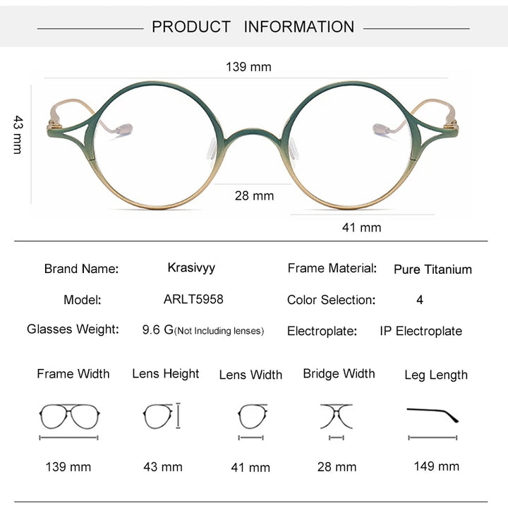 Krasivyy Women's Full Rim Oval Round Titanium Eyeglasses 45958