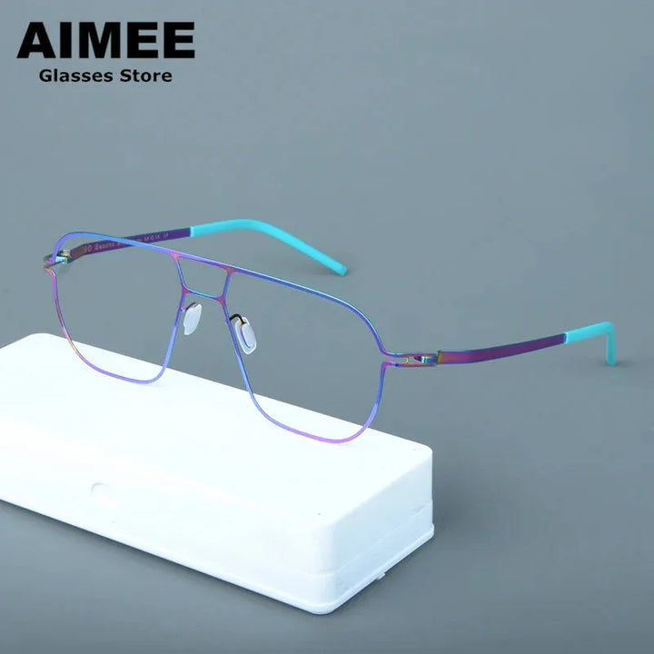 Aimee Unisex Full Rim Big Square Stainless Steel Eyeglasses 8217 Full Rim Aimee Mulit  