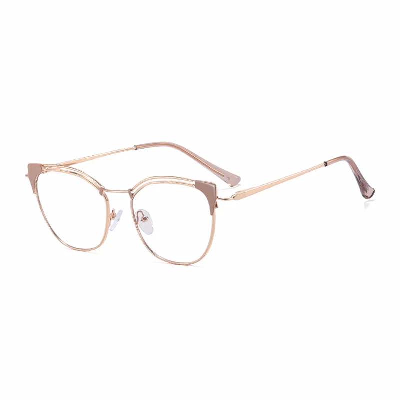 Ralferty Women's Full Rim Round Cat Eye Alloy Eyeglasses 95537 Full Rim Ralferty C4 Light Cameo  