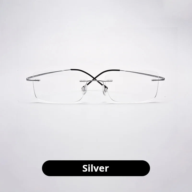Momoja Unisex Rimless Square Titanium Eyeglasses 20017
