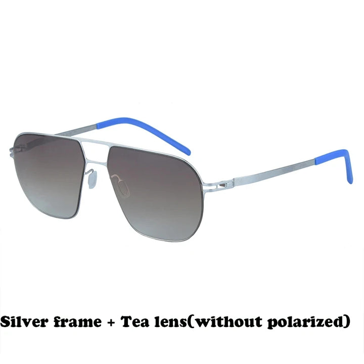 Aimee Men's Full Rim Oval Double Bridge Screwless Titanium Sunglasses 19140