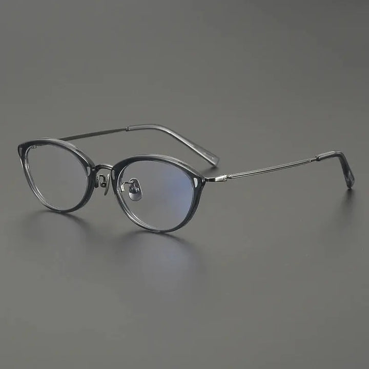 Gatenac Unisex Full Rim Oval Titanium Acetate Eyeglasses 762156 FuzWeb