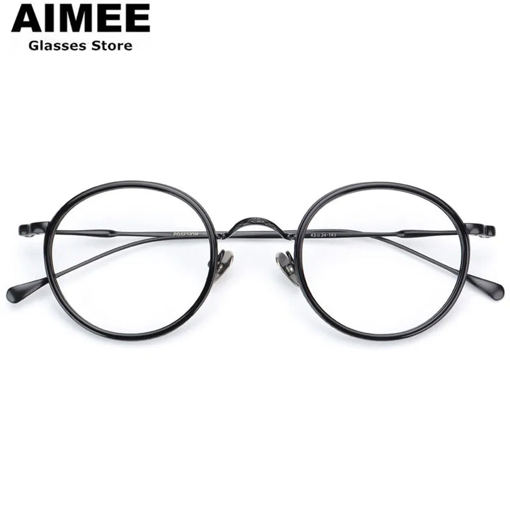 Aimee Women's Full Rim Round Acetate Titanium Eyeglasses 541139