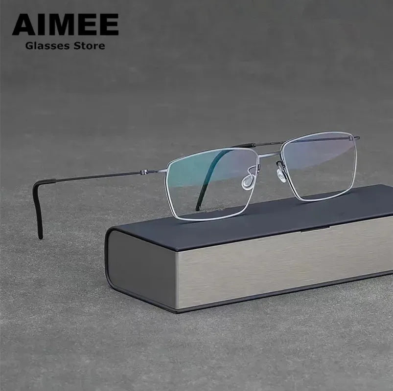 Aimee Unisex Full Rim Square Screwless Titanium Eyeglasses 5509 Full Rim Aimee   