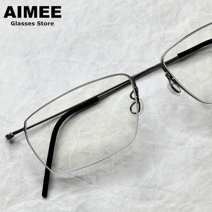 Aimee Unisex Full Rim Square Screwless Titanium Eyeglasses 25509