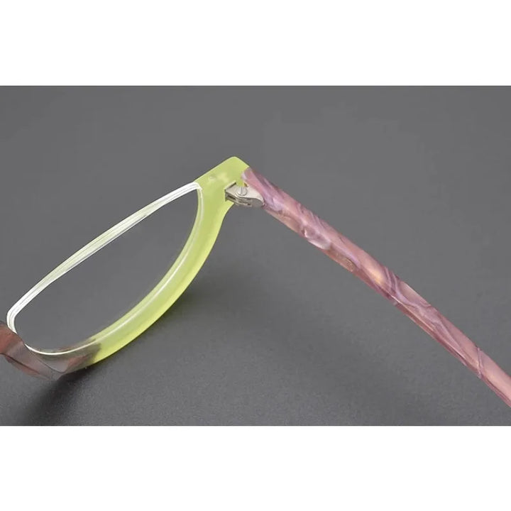 Hewei Unisex Semi Rim Oval Cat Eye Acetate Eyeglasses 9361 Semi Rim Hewei   