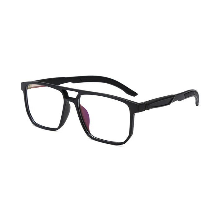 KatKani Unisex Full Rim Square Double Bridge Tr 90 Eyeglasses Yd209 Full Rim KatKani Eyeglasses Matte Black  