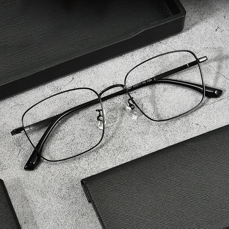 Hotochki Men's Full Rim Polygon Square Titanium Eyeglasses 79479