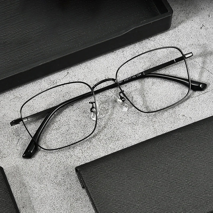 Hotochki Men's Full Rim Polygon Square Titanium Eyeglasses 79479