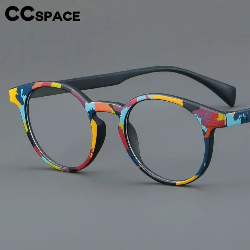 CCSpace Unisex Full Rim Round Cat Eye Tr 90 Titanium Eyeglasses 57059 Full Rim CCspace   
