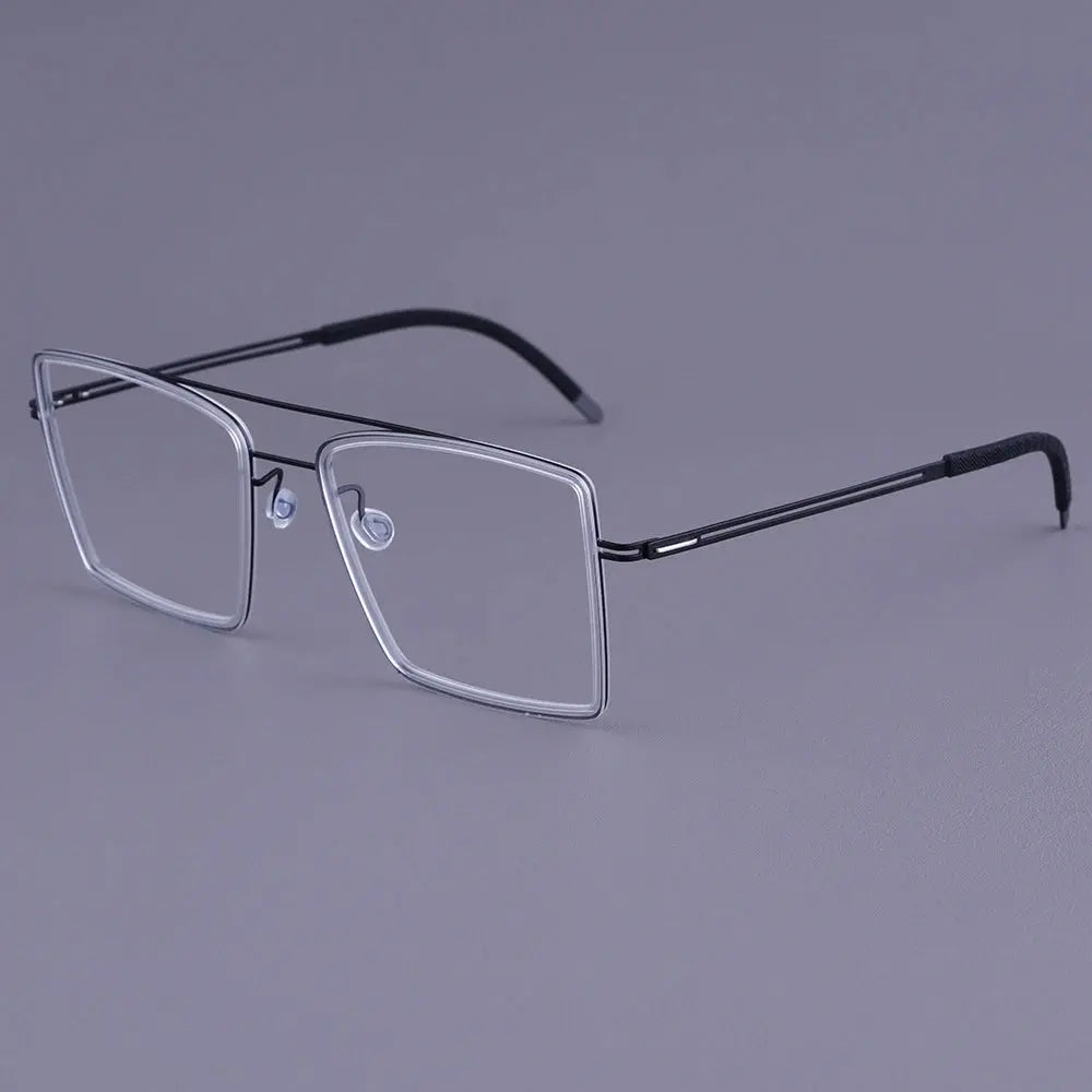 Bobbie 476962 Men’s Screwless Acetate Full Rim Square Titanium Frames FuzWeb