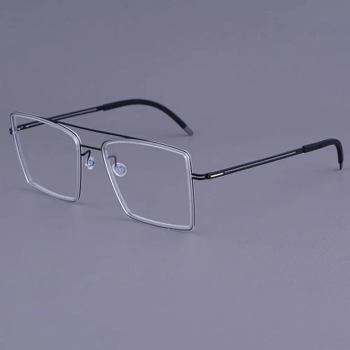 Bobbie 476962 Men’s Screwless Acetate Full Rim Square Titanium Frames FuzWeb