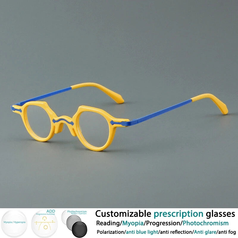 CCspace Women's Full Rim Irregular Round Acetate Eyeglasses 302177 Full Rim CCspace Yellow  