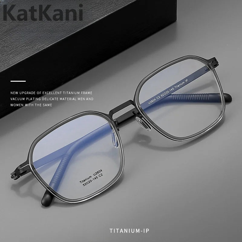 KatKani Mens Full Rim Polygonal Titanium Eyeglasses 2604 Full Rim KatKani Eyeglasses   