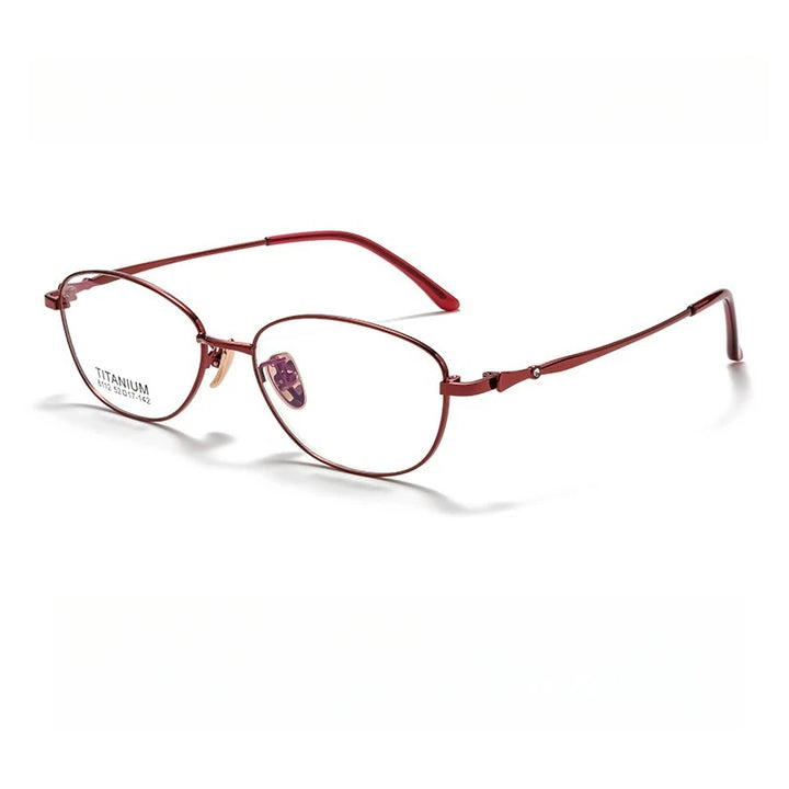 Yimaruili Women's Full Rim Oval Square Alloy Eyeglasses 6112 Full Rim Yimaruili Eyeglasses Red