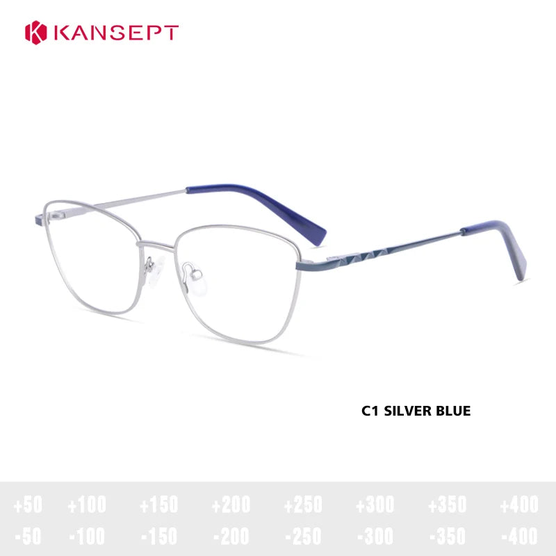 Kansept Women's Full Rim Square Cat Eye Alloy Reading Glasses 72503
