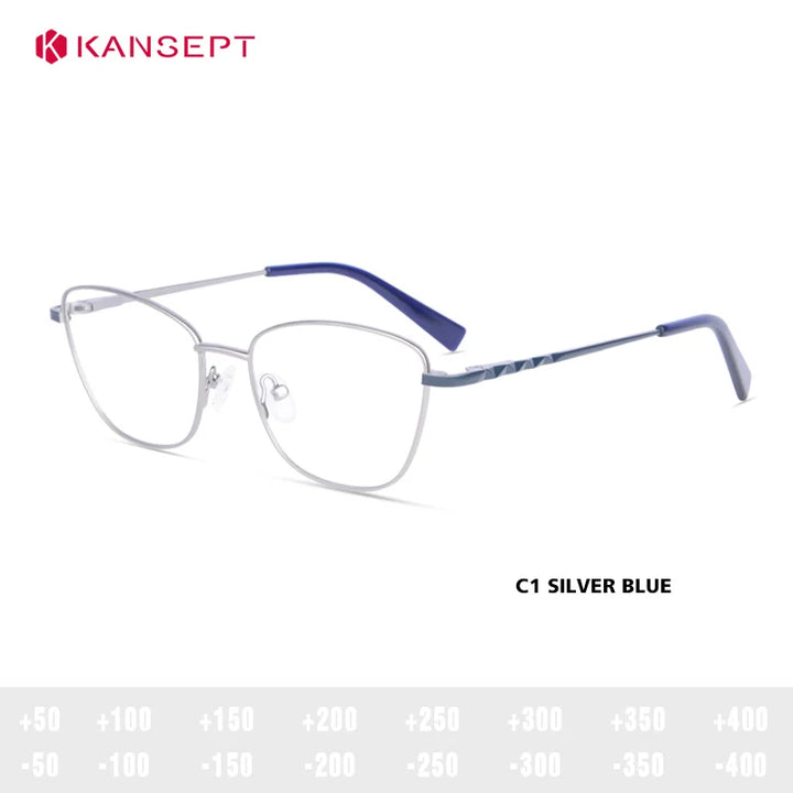 Kansept Women's Full Rim Square Cat Eye Alloy Reading Glasses 72503