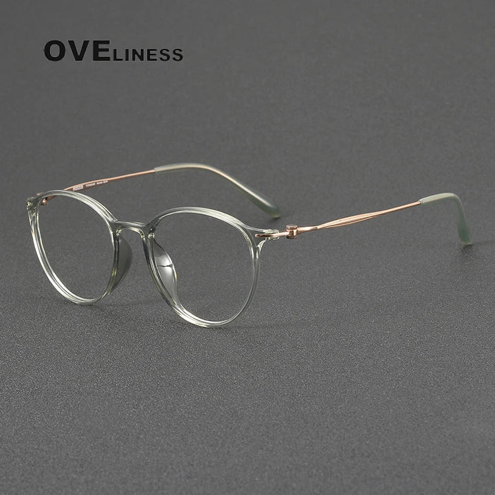 Oveliness Women's Full Rim Round Acetate Titanium Eyeglasses 98664