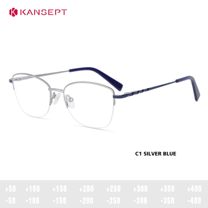 Kansept Women's Semi Rim Square Cat Eye Alloy Reading Glasses 72702