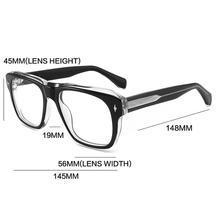 Gatenac Unisex Full Rim Square Acetate Reading Glasses 882225