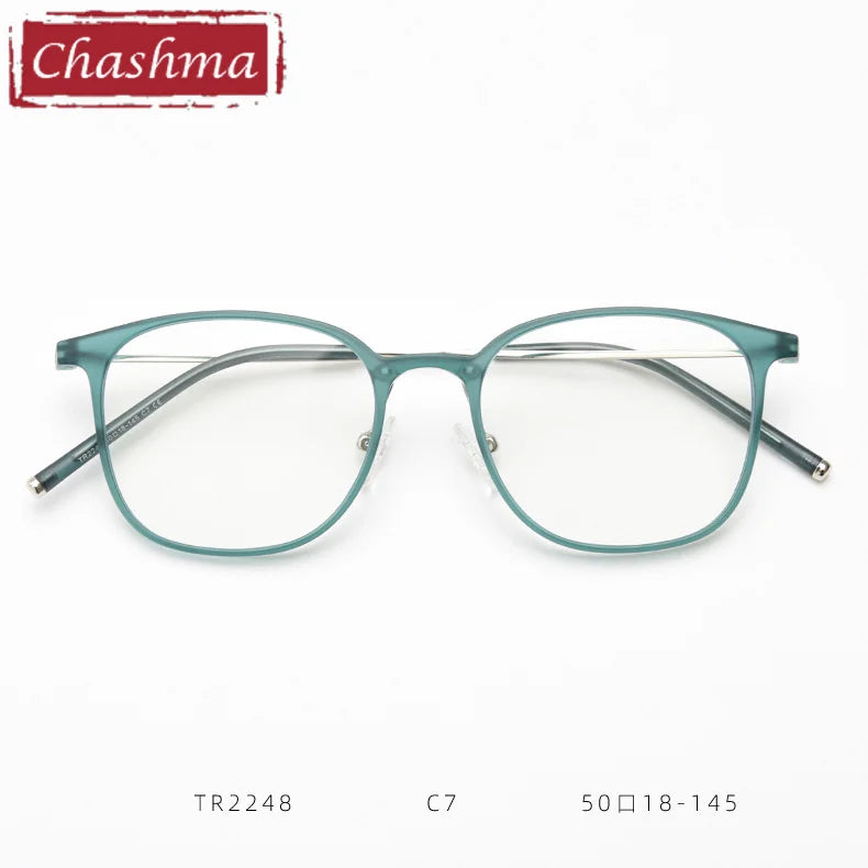 Chashma Women's Full Rim Square Tr 90 Titanium Eyeglasses 92248 Full Rim Chashma Dark Green