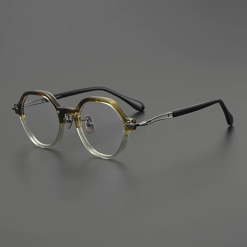 Gatenac Unisex Full Rim Flat Top Oval Acetate Eyeglasses  G84721
