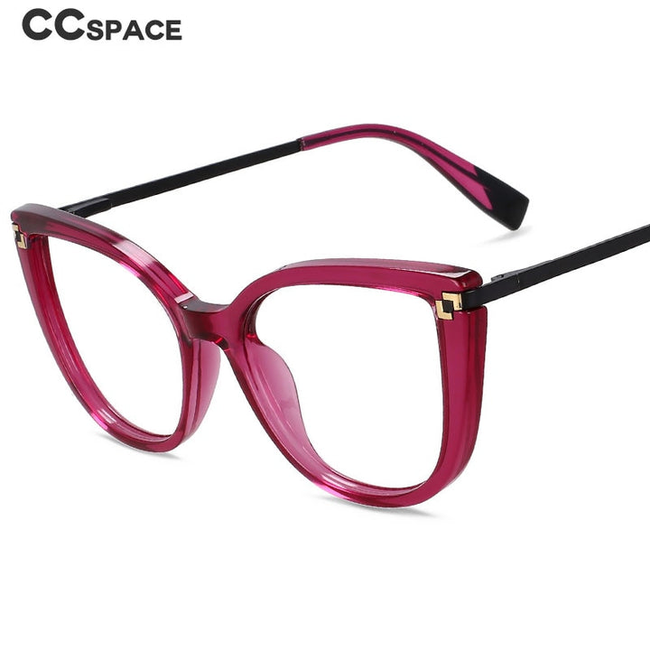 CCSpace Women's Full Rim Square Cat Eye Tr 90 Alloy Eyeglasses 56520 Full Rim CCspace   