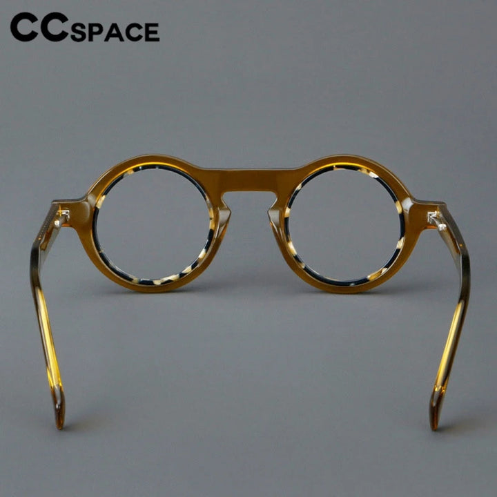 CCspace Unisex Full Rim Round Acetate Eyeglasses 300968 With Clip Ons CCSpace   