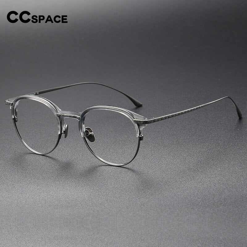 CCspace Unisex Full Rim Round Square Titanium Acetate Eyeglasses 55928 Full Rim CCspace   