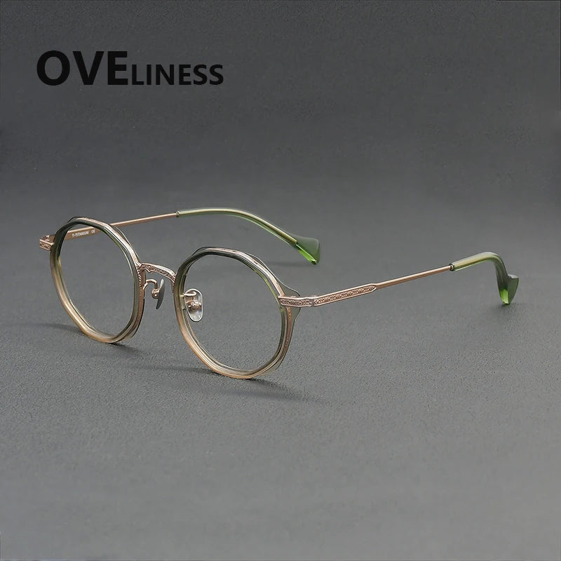 Oveliness Women's Full Rim Round Titanium Acetate Eyeglasses 926007