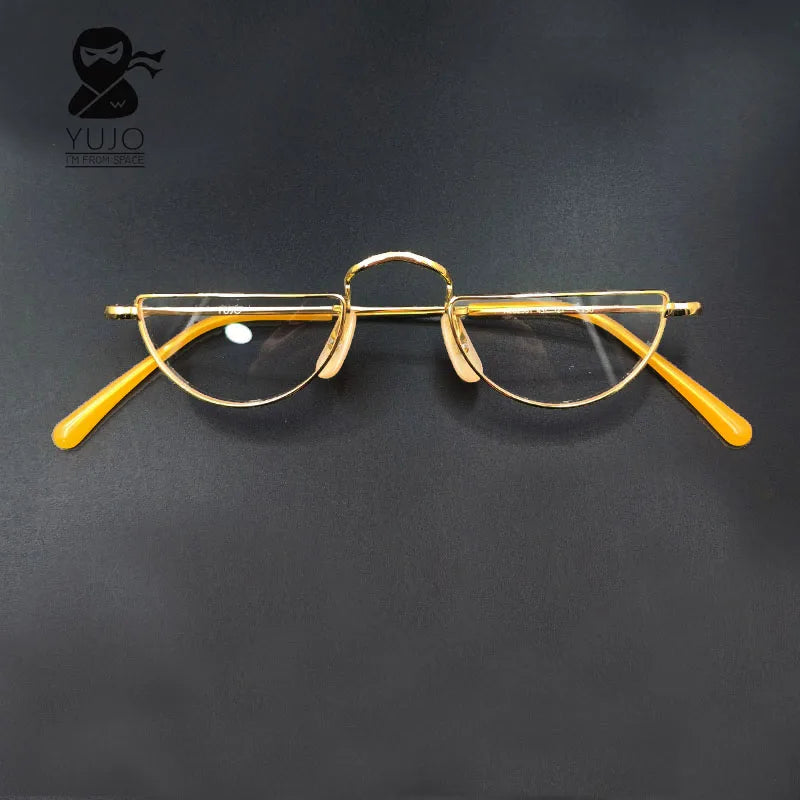 Yujo Unisex Semi Rim Cat-Eye Pure Titanium Eyeglasses 01 — view 1 | Yujo at FuzWeb
